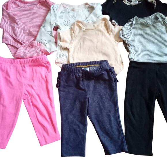 Carter's baby Clothes Girls size 3-6 months Pink Black stripes Bundle GUC - Picture 1 of 4
